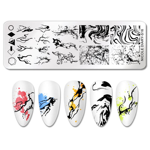 New Marble Abstract Geometry Nail Stamping Plates
