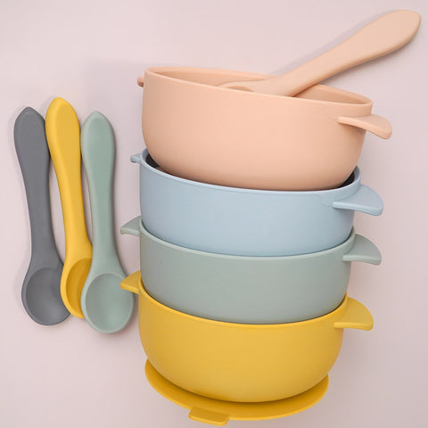 Baby Silicone Sucker Bowl With Spoon