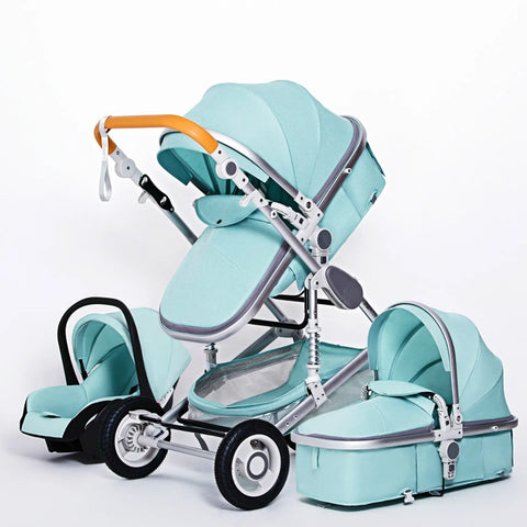 Multifunctional 3 in 1 Baby Stroller luxury Portable High Landscape 4 Wheel Stroller Folding Carriage Gold Baby Newborn Stroller