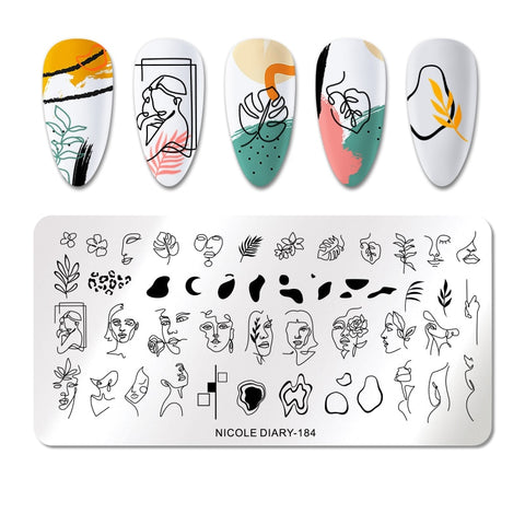New Marble Abstract Geometry Nail Stamping Plates