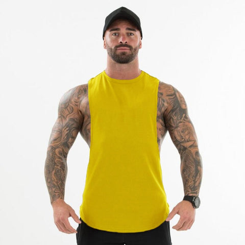 Men Plain Bodybuilding Cut Off T-shirts