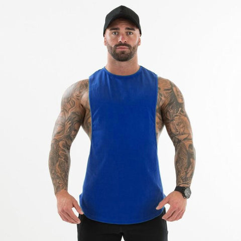 Men Plain Bodybuilding Cut Off T-shirts