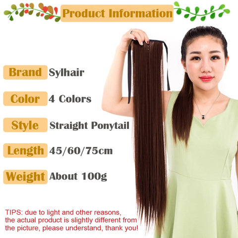 New Long Straight Pony Tail Synthetic Hair