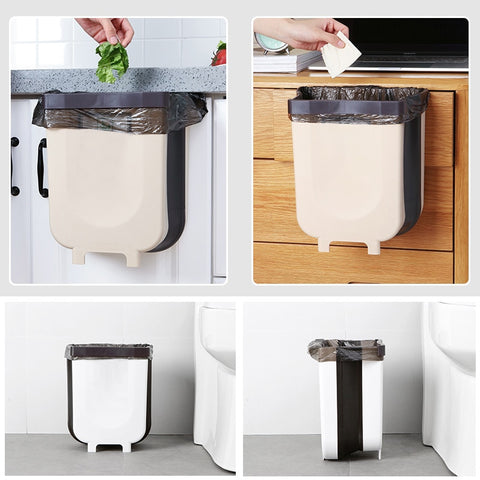 Kitchen 9L Wall Mounted Folding Waste Bin