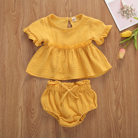 Newborn Baby Girls Cotton Linen Clothes