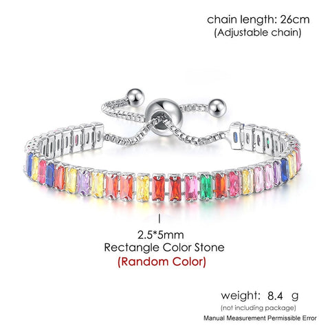 Women Rainbow Colorful Zircon Charm Bracelet