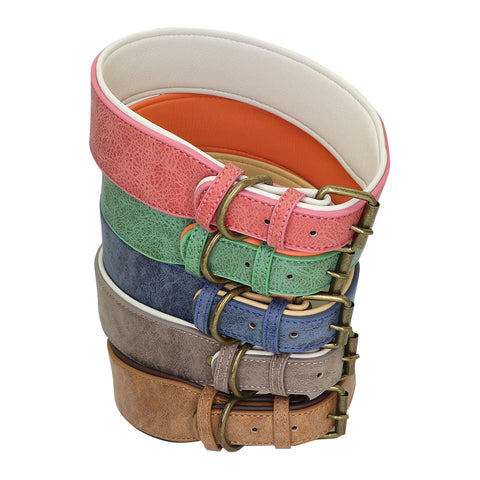 Dog Wide Leather Padded Collar