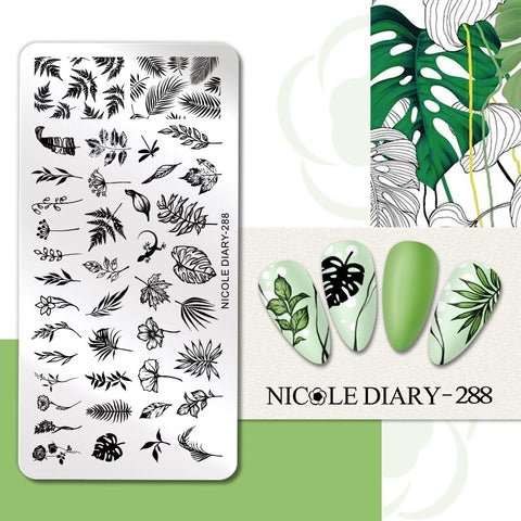 Nail Stamping Plates Flower Leaf Line Design Stamp