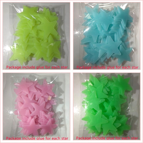 3D Stars Glow In The Dark Wall Stickers