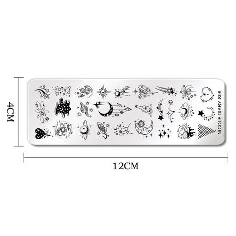 New Space Planet Moon Star Nail Stamping Plates