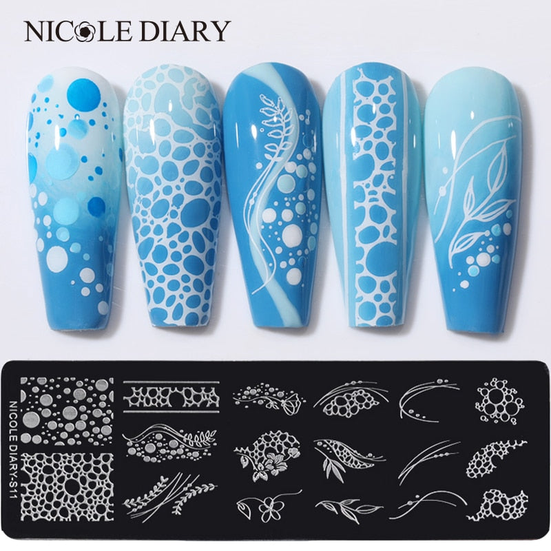Nail Stamping Plates Flower Leaf Line Design Stamp