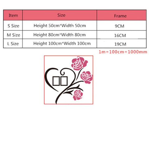 Rose Flower Pattern 3D Acrylic Decoration Wall Sticker