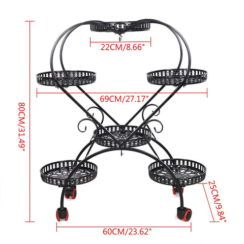 Black Metal Plant Flowerpot Stands 6 Pots Plants Flower Stand