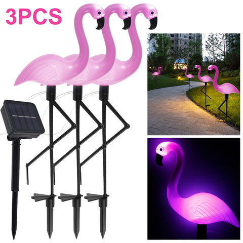 3PCS Flamingo Solar Light Waterproof LED Pink Flamingo