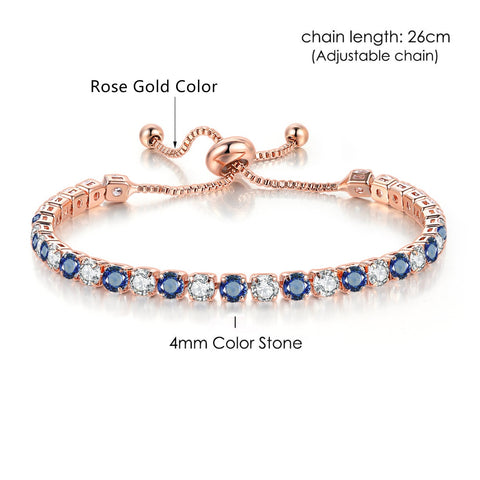 Women Rainbow Colorful Zircon Charm Bracelet