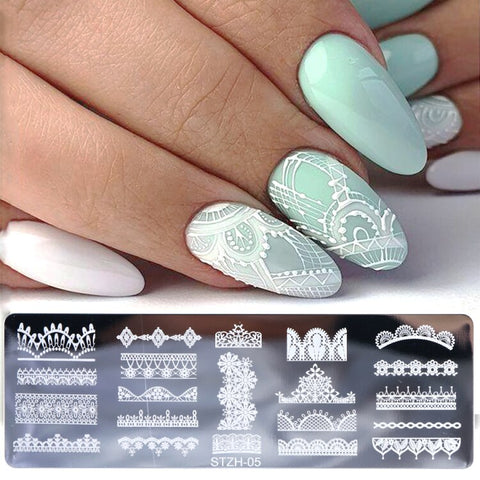 New Nail Stamping Lace Petals