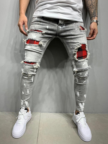 Men Fashion Street Style Ripped Skinny Jeans