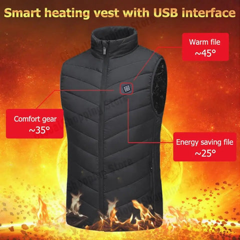 Thermal Warm Vest 9 Area Heating USB Electric Heating Vest