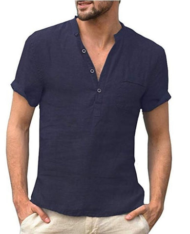 2023 Men Casual Cotton Linen Shirts