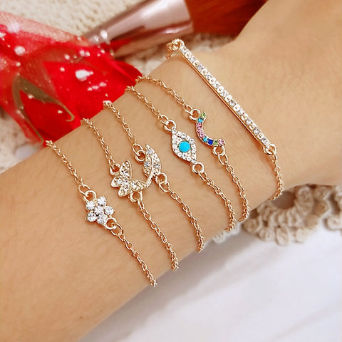 New Trendy Geometric Link Chain Bracelet Set