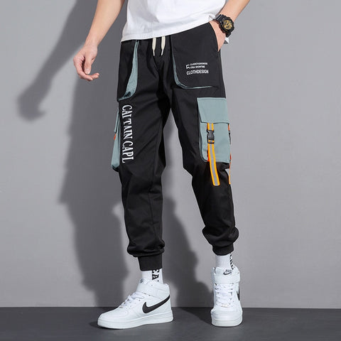 Men Ribbons Harem Jogging Pants
