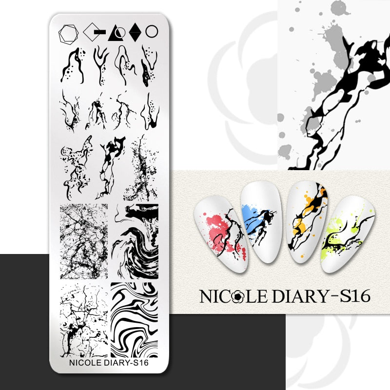 New Marble Abstract Geometry Nail Stamping Plates
