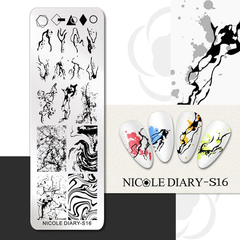 New Marble Abstract Geometry Nail Stamping Plates