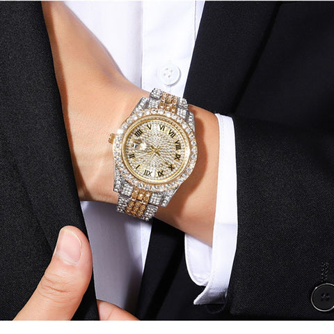 New Gold Wrist Watch Luxury Rhinestone Bracelet