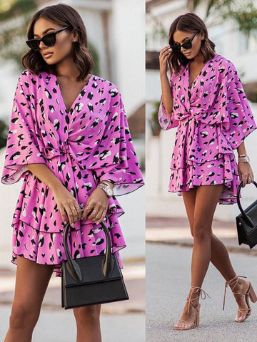 Women Sexy V Neck Mini Dresses