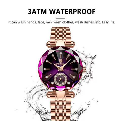 Women Waterproof Stainless Steel Diamond Wristwatch