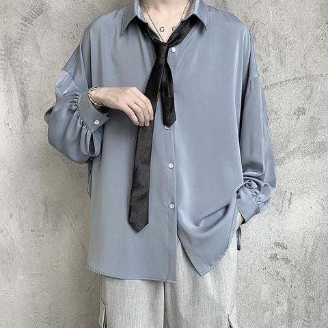 Men Comfortable Blouses Casual Loose Single Breasted Shirt