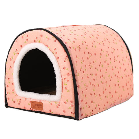 Cat Print Stars House Bed