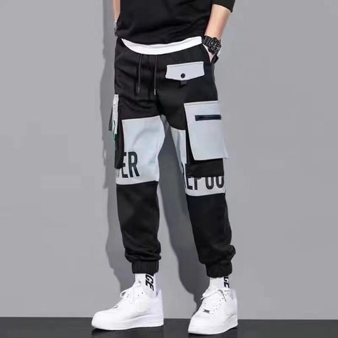 Men Ribbons Harem Jogging Pants