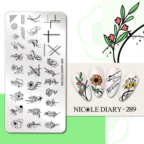 Nail Stamping Plates Flower Leaf Line Design Stamp