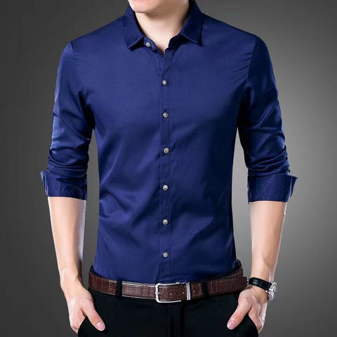 Men New Thin Plaid Smooth Shirts