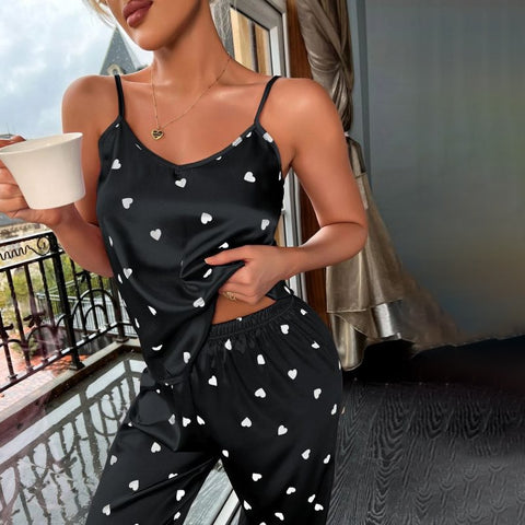 Women Sexy Lingerie Silk Pajamas Set