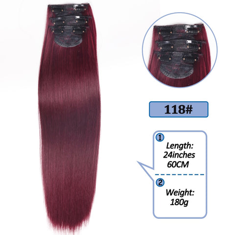 New Long Straight Clip In Hairpiece Hair Extensions