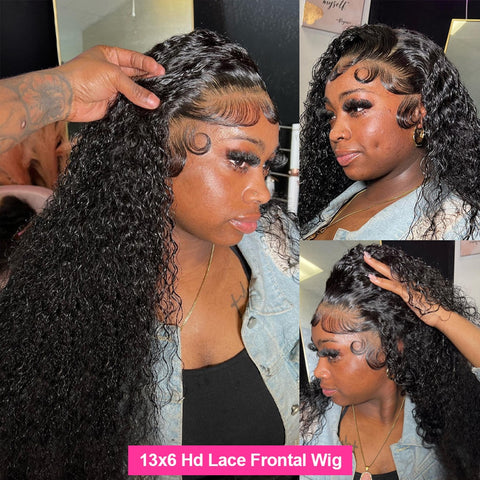 40inch Water Wave Curly Lace Frontal Wigs