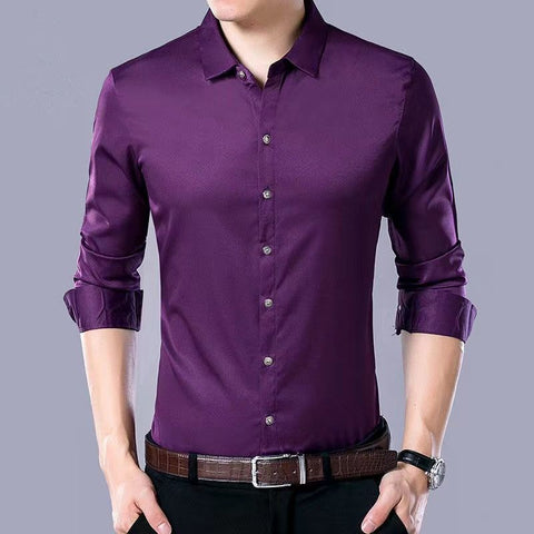 Men New Thin Plaid Smooth Shirts