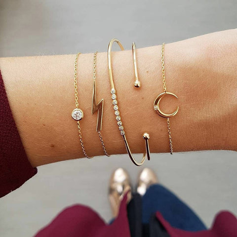 New Trendy Geometric Link Chain Bracelet Set