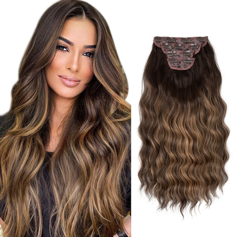 4pcs/set Synthetic Long Wavy Clip In Hair Extensions