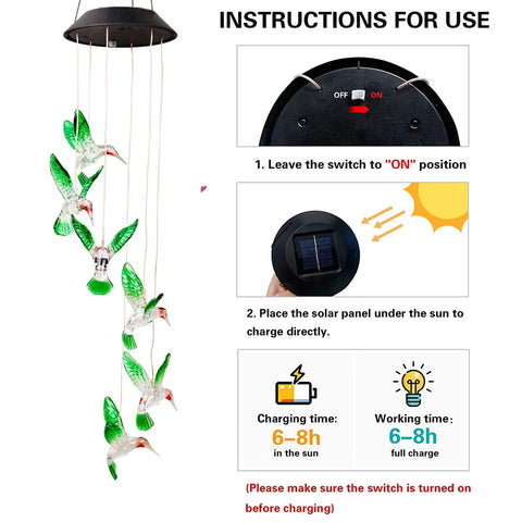 LED Solar Wind Chime Lamp Color changing