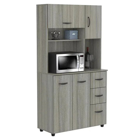 Laminate Kitchen Microwave Storage Cabinet 35"W, White