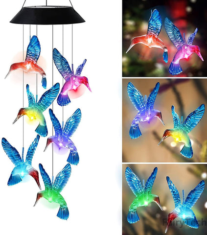 LED Solar Wind Chime Lamp Hummingbird