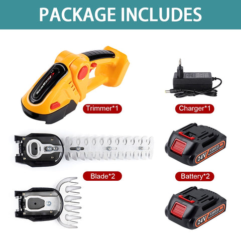 2 in 1 24V Cordless Electric Hedge Trimmer