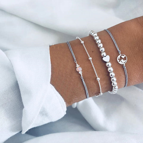 New Trendy Geometric Link Chain Bracelet Set