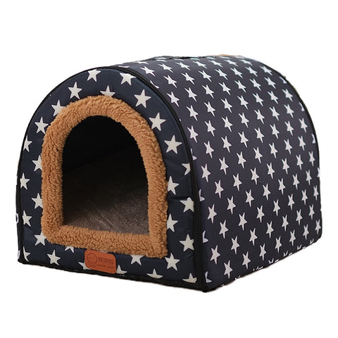 Cat Print Stars House Bed