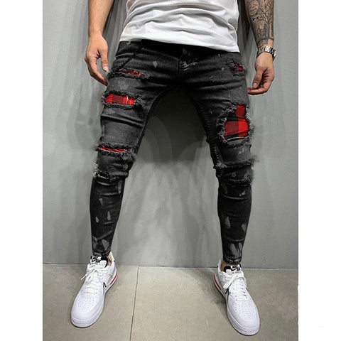 Men Fashion Street Style Ripped Skinny Jeans