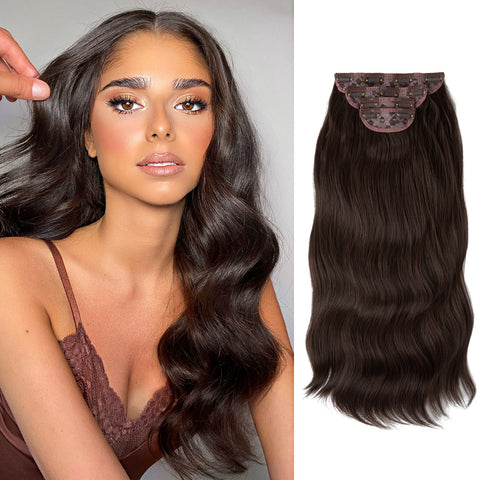 4pcs/set Synthetic Long Wavy Clip In Hair Extensions