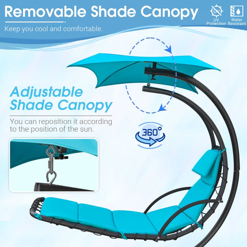 Vineego Outdoor Curved Hanging Chaise Lounge Chair Floating